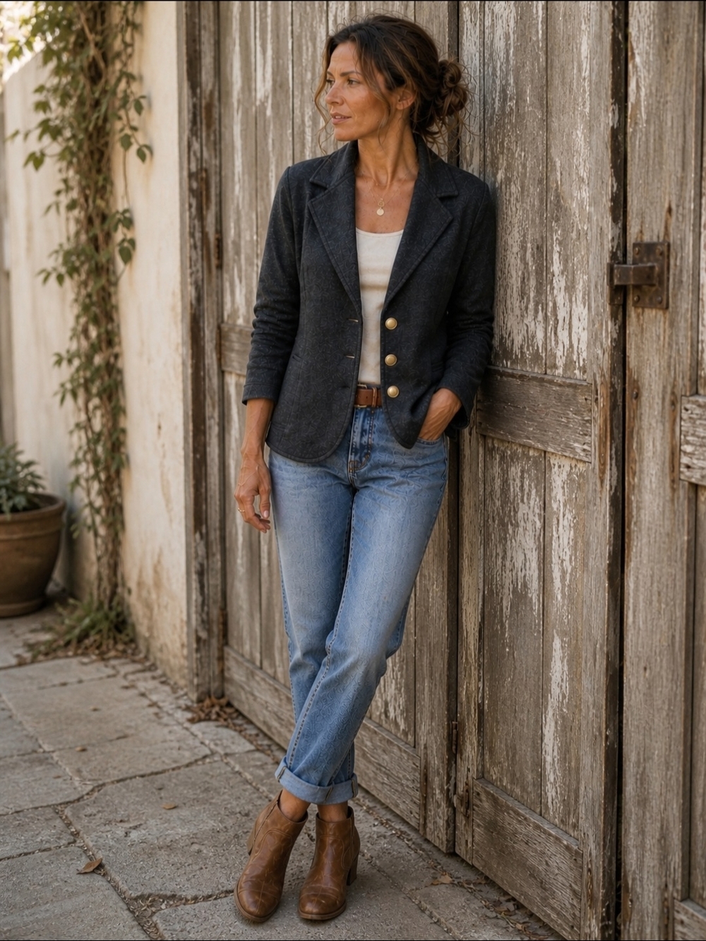 Black Knit Blazer | God Buttons | Soft Structured Casual Jacket - Picture 1 of 8